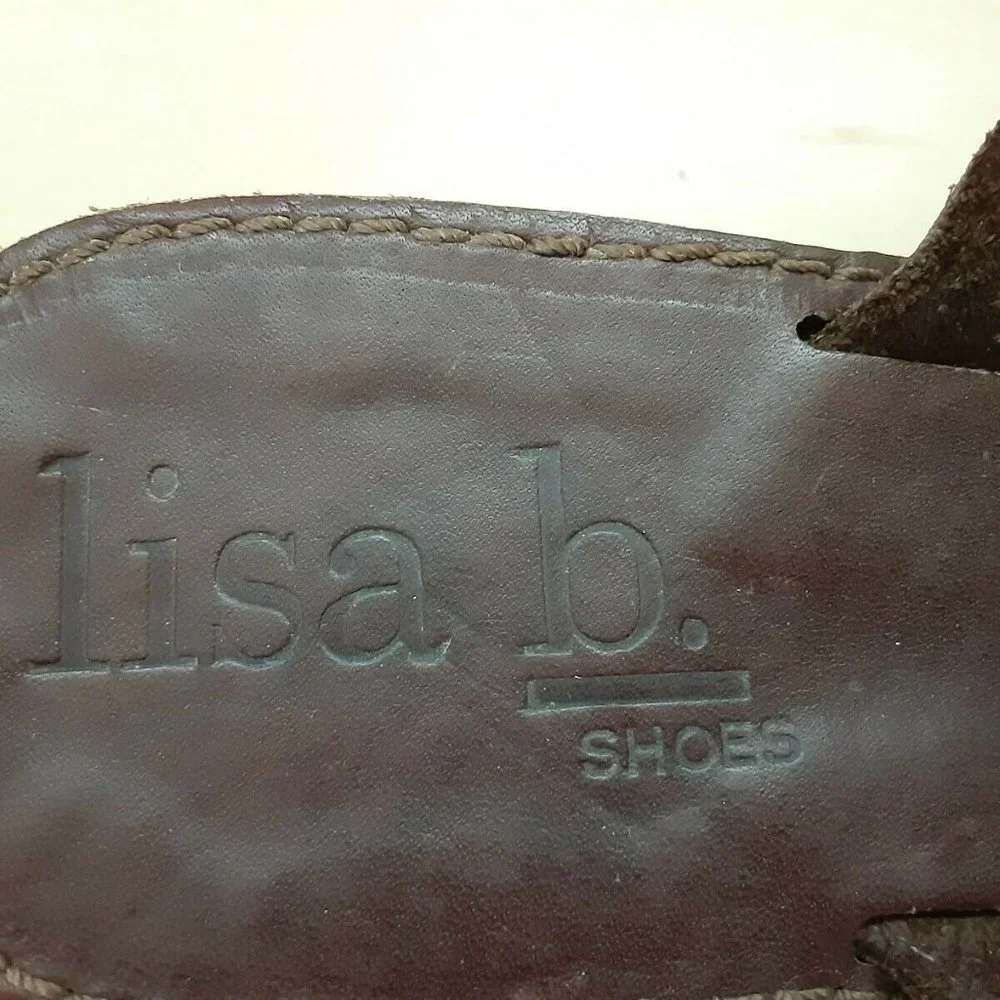 Slide Sandals Brown Suede Cork Platform Lisa B‎ EUC